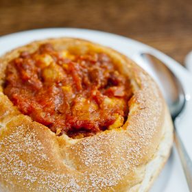 Pumpkin Chili in a Bread Bowl