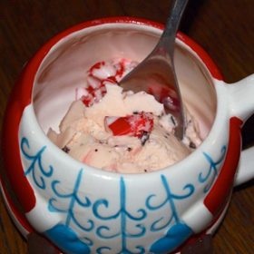 Candy Cane Ice Cream with Dark Chocolate