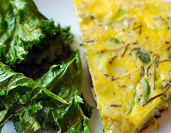 Potato and Leek Frittata with Kale Chips