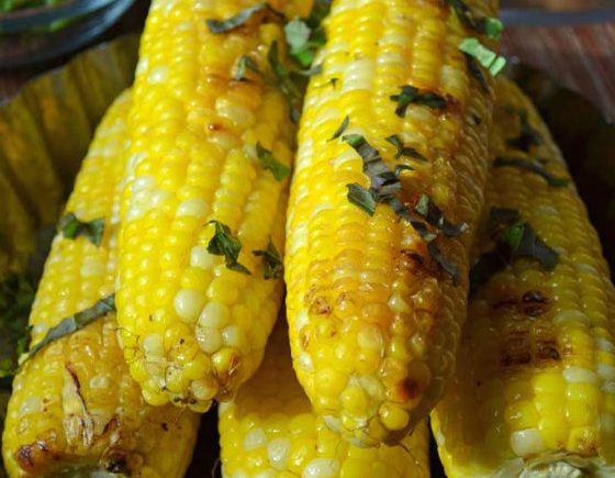 Basil Butter Roasted Corn on the Cob