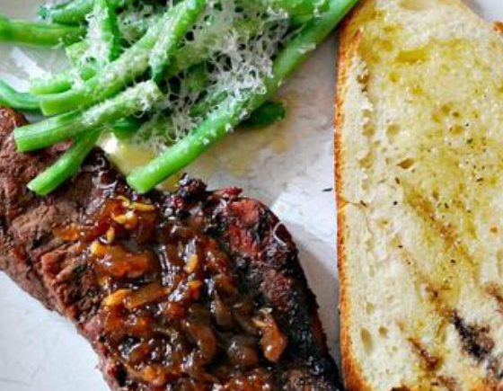 Grilled Striploin Steak with Onion Marmalade