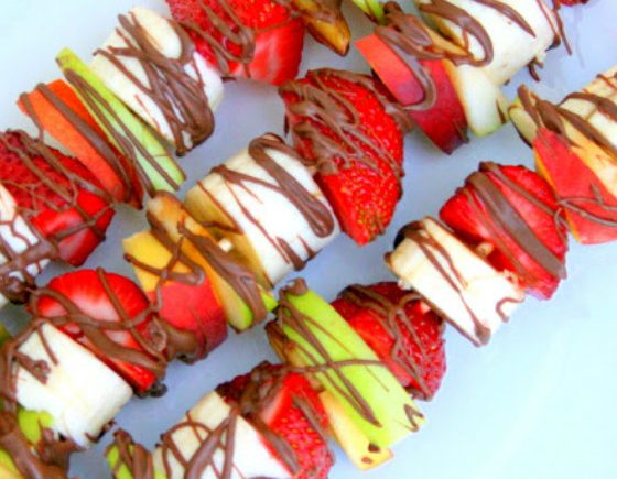 Chocolate Drizzled Fruit Sticks