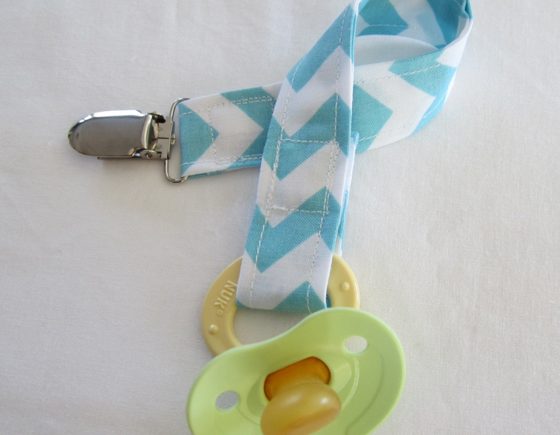 Blue Chevron Pacifier Clip