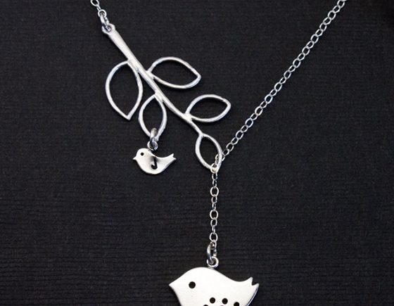 Personalized Silver Bird Necklace