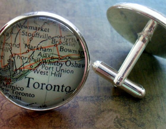 Toronto Map Silver Cufflinks