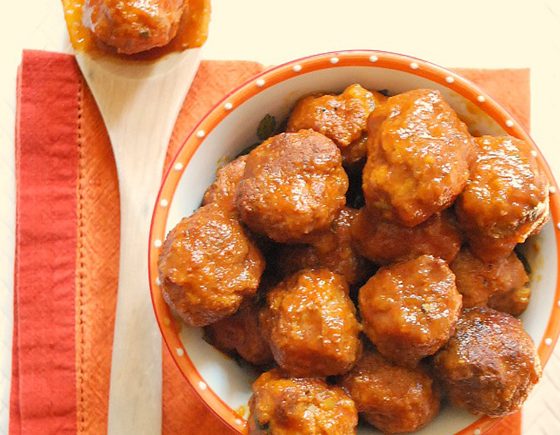 Turkey Meatballs with Apple Barbecue Sauce