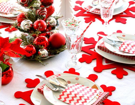 A Red & White Christmas Table