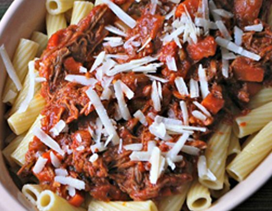 Rigatoni with Slow Cooker Pork Ragu