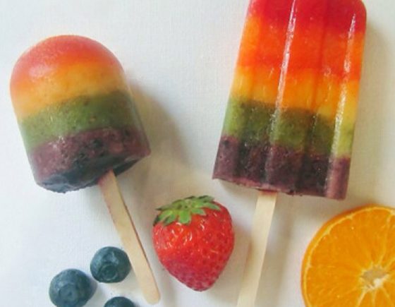 Rainbow Fruit Popsicles