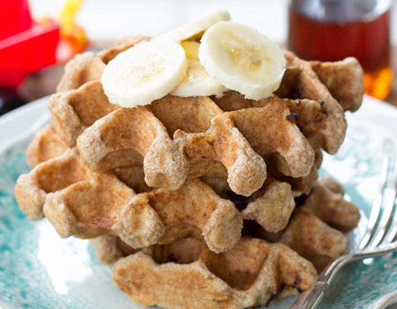 Make-Ahead Whole Grain Banana Oatmeal Waffles