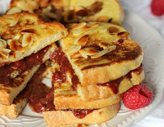 Raspberry and Nutella Stuffed French Toast Sandwich