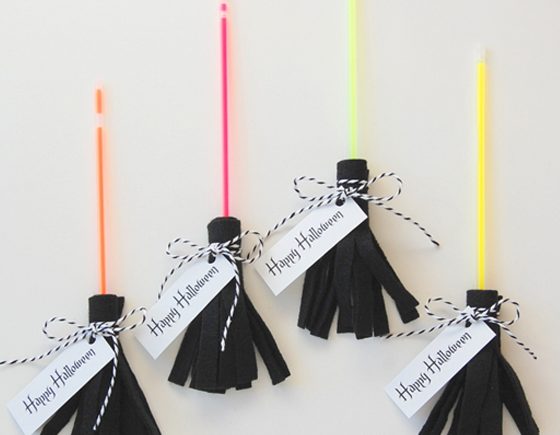 No Candy Halloween Treats: Glow Stick Brooms