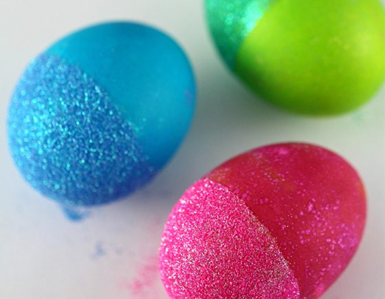 Glitter Dipped Easter Eggs