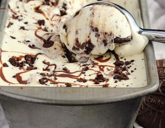 Homemade Cookies ‘n' Cream Ice Cream with Nutella Swirl