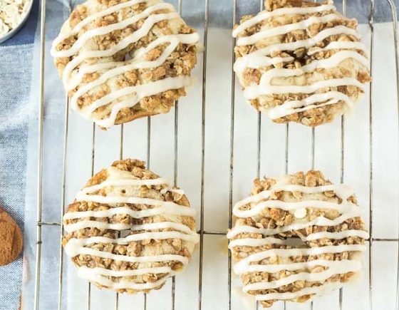 Baked Maple Glazed Apple Crisp Doughnuts