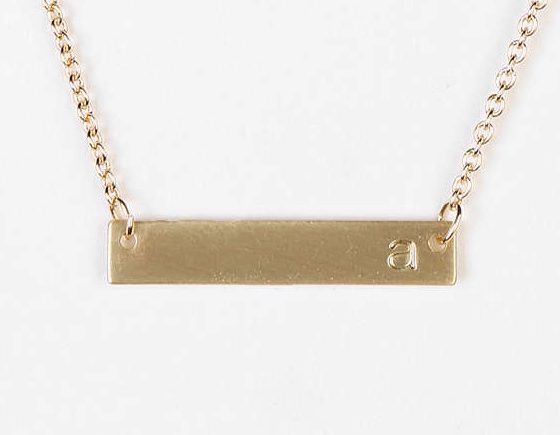 Gold Initial Bar Necklace