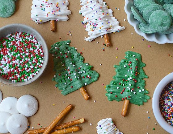 Chocolate Pretzel Christmas Trees