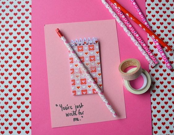 Pencil and Notepad Valentine