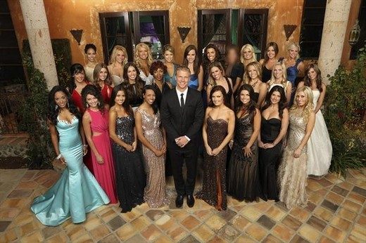 BACK ROW: LESLIE, DANIELLA, KELLY, LESLEY, PAIGE, KRISTY, MYSTERY BACHELORETTE, LACEY, DIANA, TARYN;
MIDDLE ROW: DESIREE, ASHLEE, AMANDA, BROOKE, ASHLEY P., KERIANN, SARAH, LINDSAY; 
FRONT ROW: ASHLEY H., KATIE, CATHERINE, ROBYN, SEAN LOWE, JACKIE, TIERRA, SELMA, LAUREN