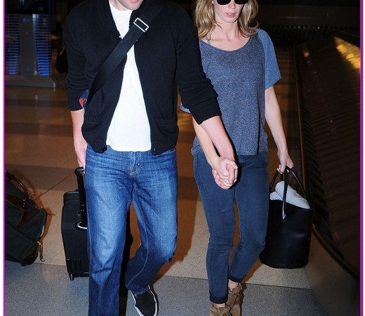 John Krasinski & Emily Blunt Arriving On A Flight In New York