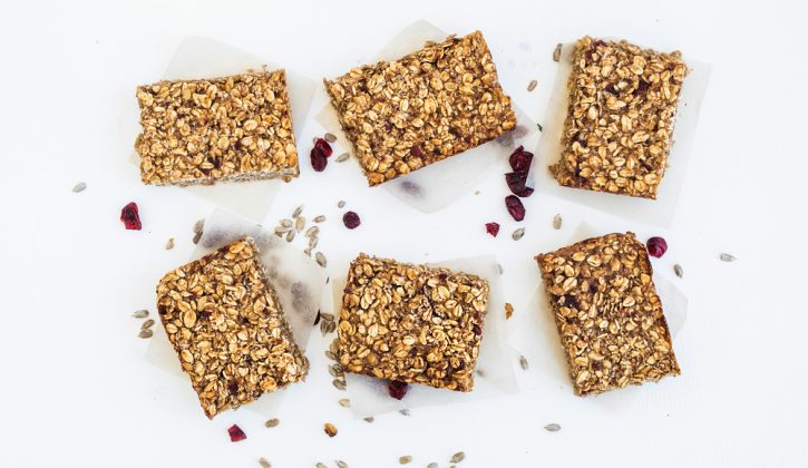 Healthy homemade oat and dried fruit granola bars