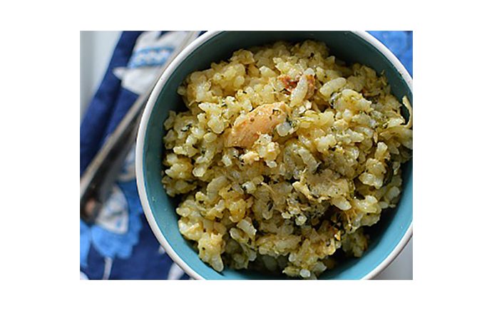 Baked Risotto with Chicken and Spinach