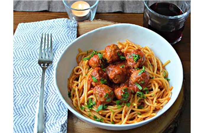 Spaghetti with Sausage Meatballs and Marinara Sauce