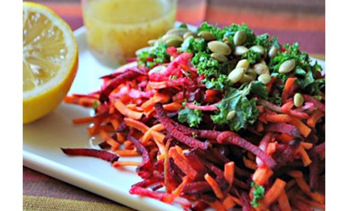 Shredded Beet, Carrot and Green Apple Salad