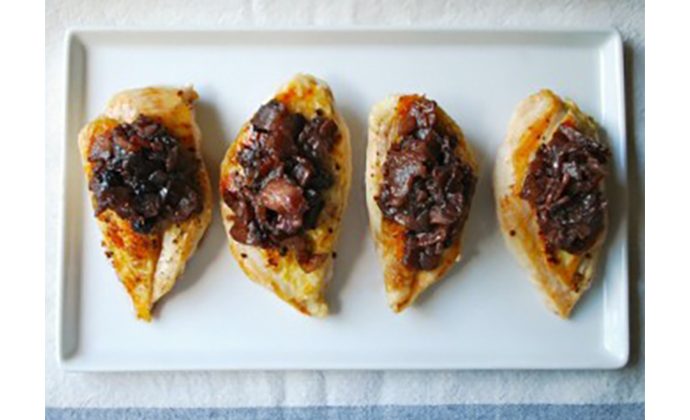Grilled Chicken with Bacon, Blueberry and Caramelized Onion Jam
