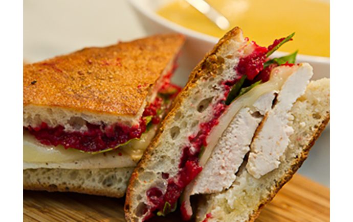 Grilled Chicken & Cheese Panini with Cranberry Relish