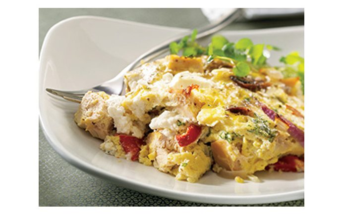 Turkey, Red Pepper and Goat Cheese Frittata