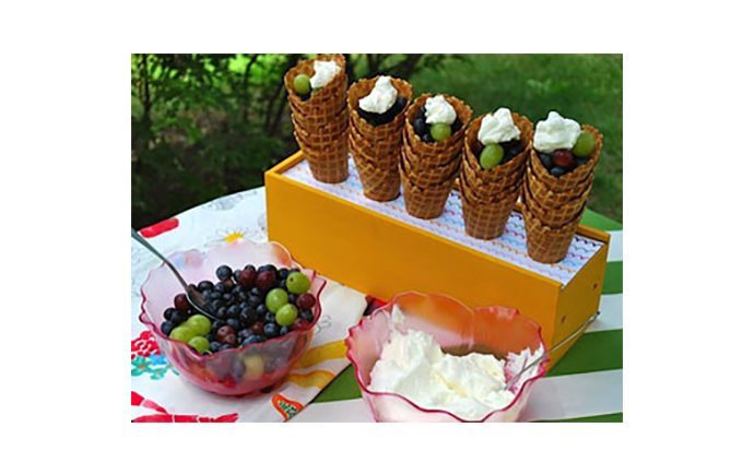 Waffle Cones with Fruit Salad