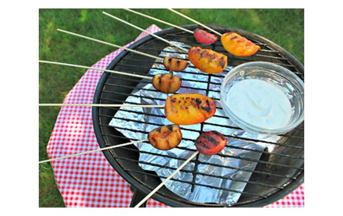 Grilled Fruit with Honey-Lime Yogurt Sauce