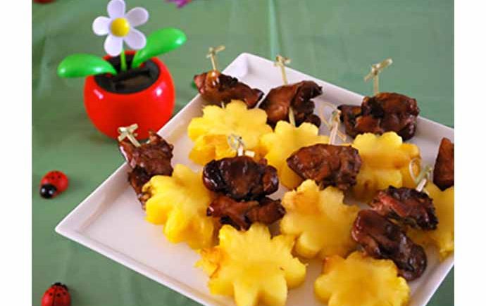 Chicken and Pineapple Satay Flowers