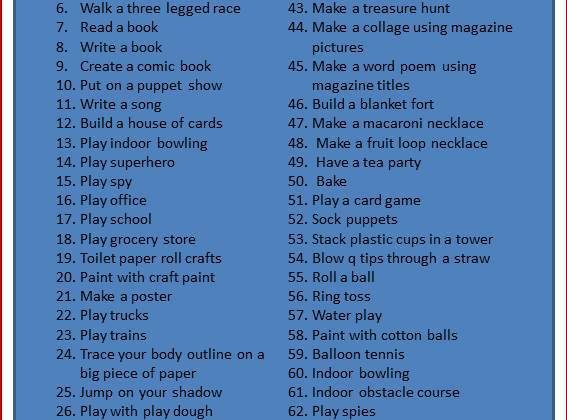 65 Indoor Activities for kids via www.parentclub.ca